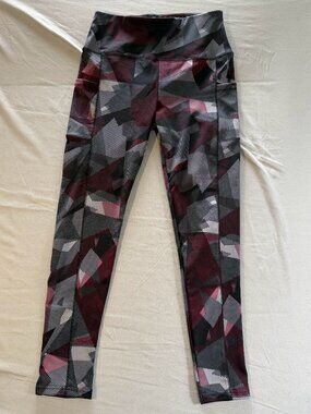 Goldspark Women’s Geometric Print Ankle Leggings W/Pockets Large  New W/O Tags